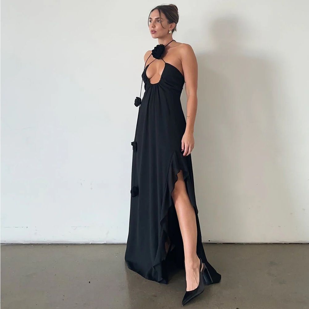 For Love & Lemons Desiree Maxi Black Dress Free People Size M - Picture 9 of 16